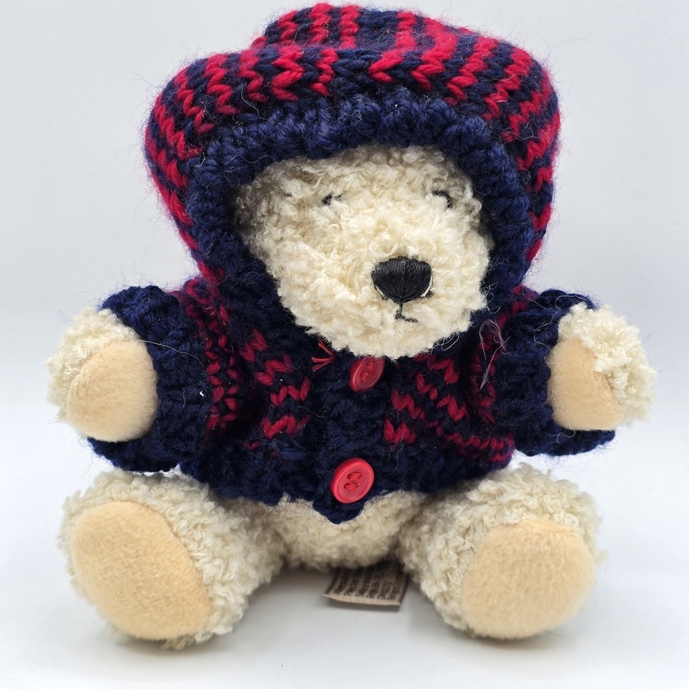 Vtg Hugfun Sitting Teddy Bear‎ In Sweater Plush